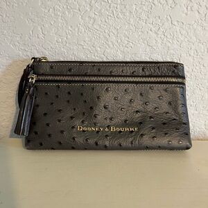 Dooney & Bourke Ostrich Double Zip Wristlet Wallet
